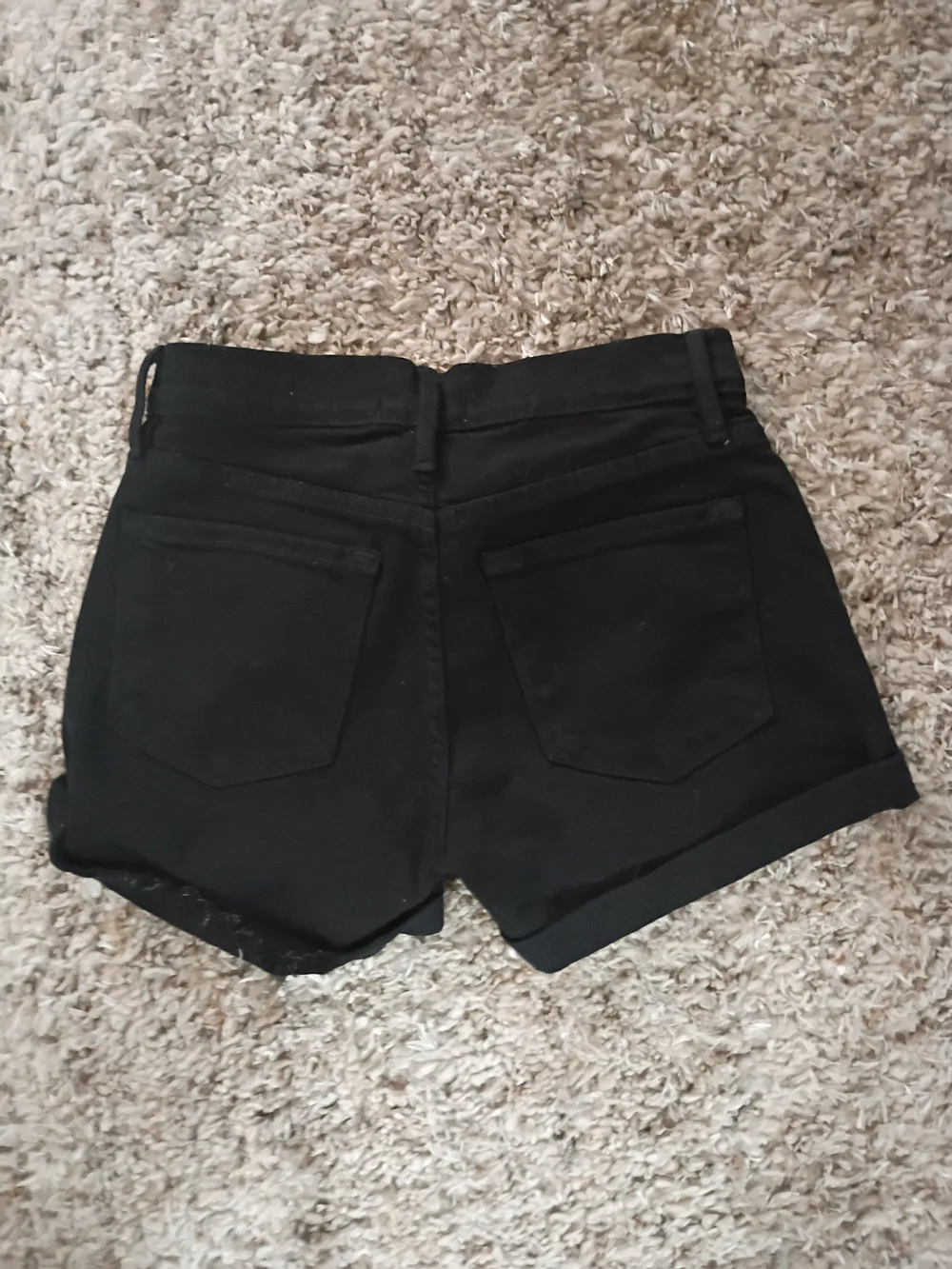 Frame Denim Black Cuffed Denim Shorts
